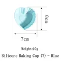 Blue heart-shaped silicone cupcake baking mold for muffins, size 7x8cm, 10g weight - Pointed Petal Shape-Blue