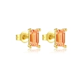 S925 sterling silver rectangular stud earrings with champagne zircon and gold plating - 925 Silver / Gold Orange Red