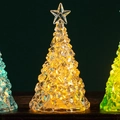 Mini glowing crystal Christmas tree light with warm yellow LED and star topper decor - Transparent Yellow Light