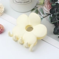 Matte pale yellow flower hair claw clip for elegant ponytail styling on white background - Matte Beige