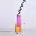 Modern acrylic gradient vase in pink and orange shades measuring 19.5cm tall - Fluorescent Pink & Sun Orange