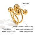 Detailed view of golden stainless steel cross ring showing sphere sizes and measurements - Gold (YYR025306)