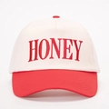 Berretto da baseball classico crema e rosso con ricamo Honey e cinturino regolabile - Taglia unica / Bianco Sporco Spliced Rosso