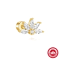 Golden S925 sterling silver stud earring featuring a lotus design with white zircon stones - Gold #5 (Lotus Shape)