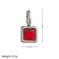 Square red zircon pendant in silver plating for DIY necklaces, 0.7cm width - January Birthstone Pendant - Steel Color