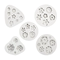 Set of 5 white silicone flower and leaf molds for fondant and chocolate cake decorating - 5-Piece Set / Gray