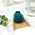 Sacchetto in velluto spesso verde scuro con coulisse per gioielli e porta bracciali - 7*9cm / Verde petrolio