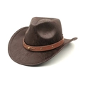 Classic dark brown suede western cowboy hat with vintage texture and studded leather band - M (56-58cm) / Coffee