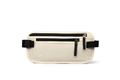 Slim beige RFID blocking money belt in ripstop nylon with dual zipper pockets - Off White