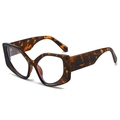 Fashionable tortoise shell cat eye sunglasses with irregular geometric frames for women - Leopard Frame