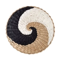 Decorazione murale tessuta a mano con motivo a spirale nera in stile bohémien - 35cm / Decorazione da Parete Intrecciata Mista Stile M