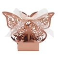 Hollow butterfly gift box in rose gold with a white organza ribbon for weddings - Mirror Apple Gold