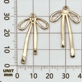 Golden alloy hollow bow charms for DIY jewelry making shown with size measurement scale - 1pc KC Gold Hollow Bow 32x19mm