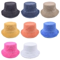 Frayed edge washed cotton bucket hats set in eight retro colors for outdoor sun protection - Multicolor