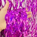 Rose red laser sequin fringe curtain with wavy design for party background decoration - Laser S-Shape / Rose Red