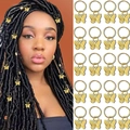Set di accessori per capelli con farfalla dorata per dreadlocks mostrati sul modello - Set da 20 / Farfalla Piccola Oro