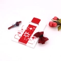Mini floral plastic gift bags with oval handles and red ribbon jewelry decorations - No. 24 (Red/White Floral)