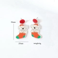 Weihnachts-Faultier in Socke Acryl-Ohrringe, 35mm Höhe, festlicher Schmuck für Damen - K52 Faultier Weihnachtssocke
