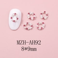 Détail du bijou d'ongle couronne de Noël 8x9mm avec strass roses et perles blanches - Style Couronne Strass Rose Base Argentée(AH92)