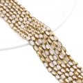 Oval faceted crystal beads with golden edges and cream center for DIY jewelry - Approx 25pcs/Strand / 4x6MM / Solid Beige