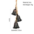 Vintage iron Christmas bell ornaments with rustic bronze finish and twine rope - Triple Bells (Single)
