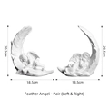 Symmetric pair of white Nordic angel feather sculptures for bookshelf decor, 20.5cm height - Feather Angel Figurine Pair