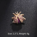 Miniature golden beetle brooch with purple gemstones and crystals 2.2x2cm 6g - Purple Rhinestone Ladybug