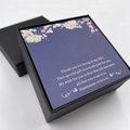 Elegant black gift box for cross necklace with navy floral greeting card and message - Black Box and Card Only (Without Necklace)