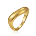Anillo de banda ondulada gruesa bañada en oro de 18K con diseño minimalista pulido - US 7 / Diseño de Ola No.2 (2号) / Dorado