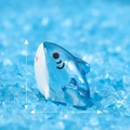 Miniature blue resin shark figurine for micro landscapes, size 2.1cm wide by 2cm high - Shark No. 5