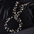 Bridal hair vine with white pearls and crystals on gold wire against black silk - 1m / KC Gold