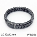 Bracciale da uomo in acciaio al titanio con maglia a osso di drago spazzolato 210x12mm - Stile B Vintage Spazzolato / Nero Brunito (KB148845)