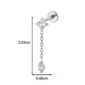 G23 titanium piercing jewelry with square zircon and marquise charm, 2.03cm length - Square Pendant Tassel Style (T2555-5) / Silver
