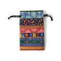 Ethnic pattern drawstring pouch for hair ties with colorful striped fabric design - Storage Bag / Ethnic Multi-color