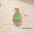Detailed view of 18K gold teardrop pendant with green stone, 15mm by 8mm size specifications - Jade Water Drop Pendant