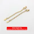Detailed close-up of gold-plated titanium steel extension chain with lobster clasp and tag - Waterdrop Plate Style Extension Chain (18K Gold)