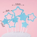 Lot de 8 décorations de gâteau en forme d'étoiles bleues pour fête d'anniversaire - Étoiles Creuses Bleues EVA