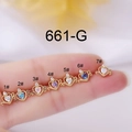 Pendientes de acero de titanio con circonitas de corazón en siete colores vibrantes - Zirconia Clara (1#) / Dorado