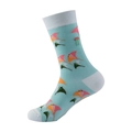 Teal cotton crew socks with cartoon stingray and jellyfish patterns in fun colors - Cyan Stingray Jellyfish