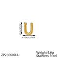 3D bubble letter U pendant in golden stainless steel with polished finish and dimensions - Letter-U