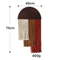 Bohemian wall hanging with tri-color tassels on a semi-circular wooden base, 40x75cm - 40*75CM / White/Brown/Red