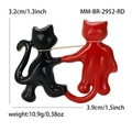 Spilla gatto carina in smalto nero e rosso con specifiche di dimensioni e peso - Rosso e Nero
