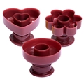 Set di 3 stampi per ciambelle in plastica rosso scuro a forma di cuore, fiore e cerchio - Plastica / Set 3 Pezzi Rotondo Fiore Cuore