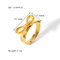 Details zur Größe des goldenen Schleifenrings mit 19,3mm Länge und 2,5g Gewichtsangabe - Goldener Schleife Ring (HF-J1499-G)