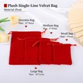 Thick red velvet drawstring jewelry pouches in four sizes with soft plush texture - Drawstring Style / 8*10cm / Red