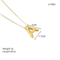 Detail view of 18k gold plated letter A bubble pendant with bamboo texture and 45cm chain - Letter A(S-P062-A)