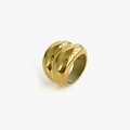 Polished 18k gold plated stainless steel chunky wave ring with a glossy mirror finish - US 6 / Gold