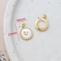 Detail of 14mm 14k gold-plated butterfly shell pendant with sparkling zircon accents - 4# Round Butterfly Zirconia