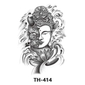 Waterproof temporary tattoo sticker with black and white half Buddha half demon design - Th-414 / 210*148mm