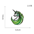 Toppa ricamata con unicorno verde e motivo a foglia, 7,4x5,8 cm, su sfondo bianco - 5# Toppa Unicorno